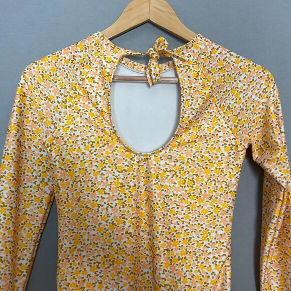 NWT Art Class Girls' Swimsuit Ditsy Meadow Rash Guard One Piece XL 14 Yellow - Picture 6 of 12